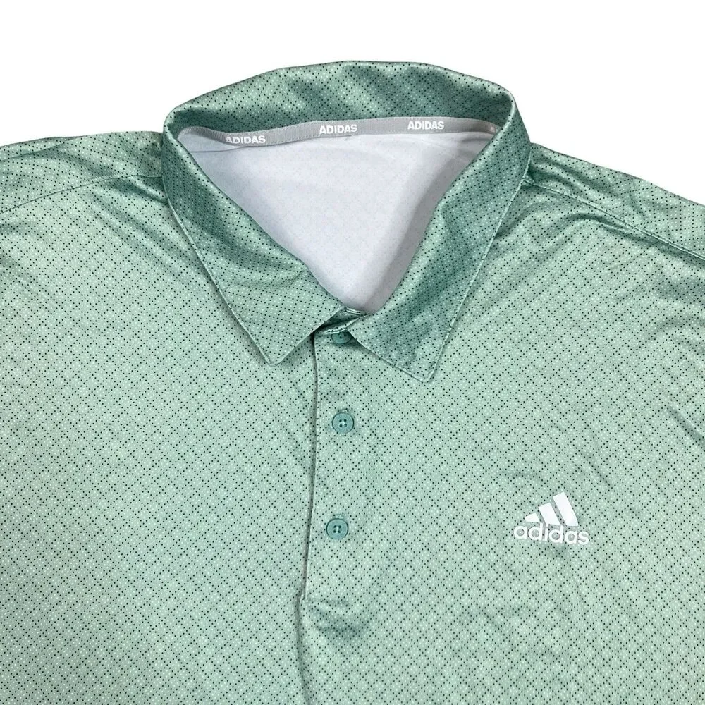 Adidas Performance Golf Polo Shirt Mens XL Green Geometric Stretch Activewear